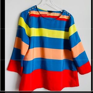 J Crew nautical colorblock blouse size Large